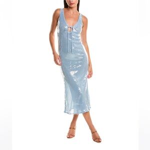 Bardot sequin midi dress in light blue